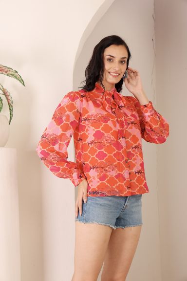 TSM Comfort Fit Floral Printed Collarless Casual Shirt